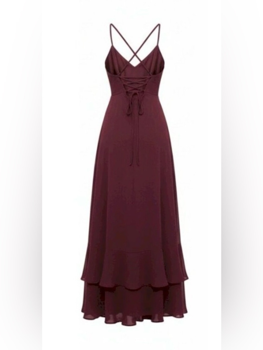 Lulu's Plum Ruffle-Hem Spaghetti Strap Maxi Dress - Picture 9 of 10